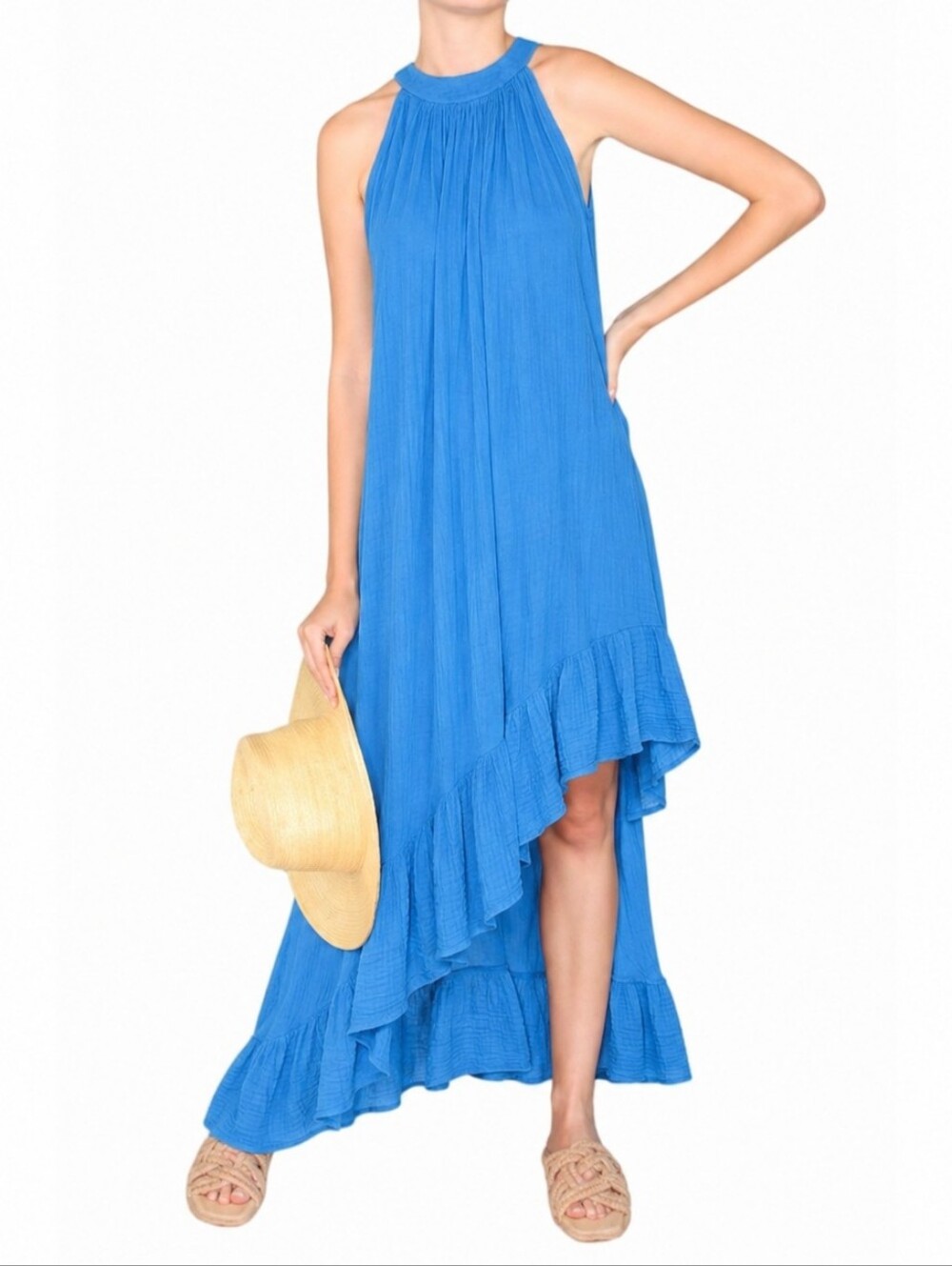 FELICITE high drama maxi dress in Cornflower Blue